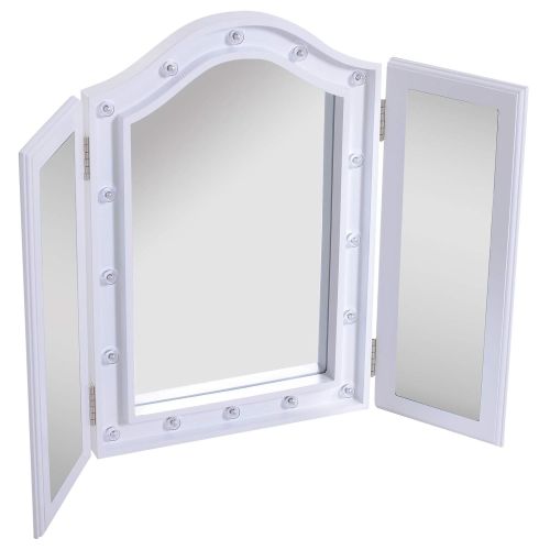  HOMCOM Tabletop Tri Fold Hollywood Style Vanity Mirror with LED Lights - White