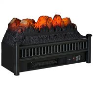 HOMCOM 23 Electric Fireplace Logs with Realistic Ember Bed, Fireplace Heater Insert with Remote Control, Timer, 1400W, Black
