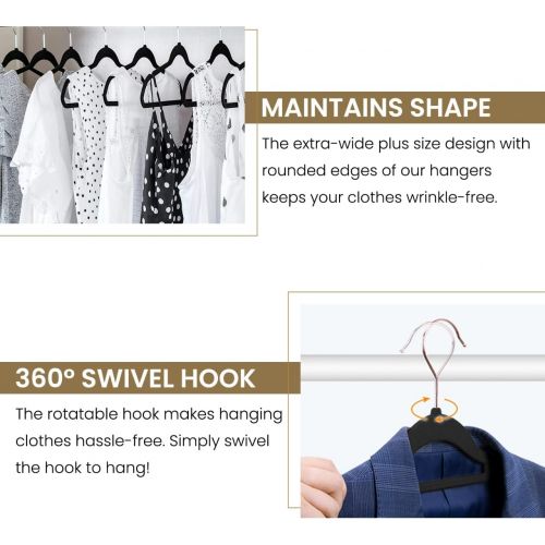  Home Expressions Premium Velvet Hangers (Pack of 20) - Ultra Thin No Slip Velvet Suit Swivel Hangers - 21 Extra Wide Strong Velvet Hangers - Space Saving Clothes Hangers - 21x0.2x1