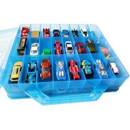 HOME4 Double Sided BPA Free Toy Storage Container - Compatible with Hot Wheels, Mini Toys, Small Dolls - Toy Organizer Carrying Case - 48 Compartments