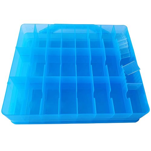  [아마존베스트]HOME4 Double Sided No BPA Toy Storage Container - Compatible with Mini Toys, Small Dolls Bakugan, Tools - Toy Organizer Carrying Case - 48 Compartments (Blue)