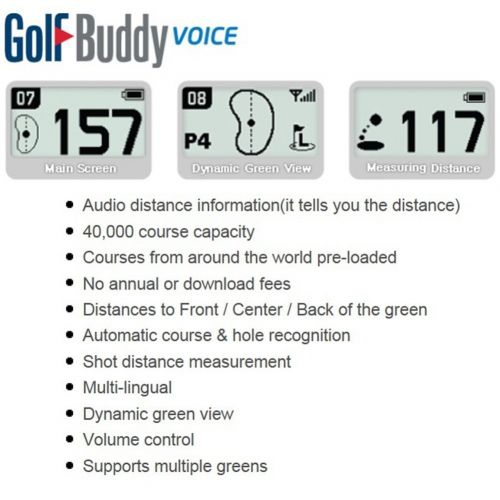  HOMEBOYMALL Golf Buddy Voice Plus GPS Range Finder GolfBuddy GPS Rangefinder with Wristband White Audio Distance& Quick English Manual & Free Gift tape measure