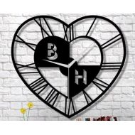 HOMECEPT Homecept Personalized Heart Shaped Roman Numeral Wall Clock, Modern Wall Clock