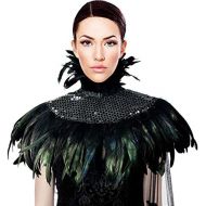 [아마존 핫딜] [아마존핫딜]HOMELEX Natural Feather Sequin Shawl Gothic Black Cape With Choker Collar