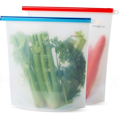  Homelux Theory Reusable Silicone Food Storage Bags Silicone Bags Reusable Bags Silicone Silicone Storage Bags Silicone Food Bags Reusable Silicone Food Bag (2 Extra Large)