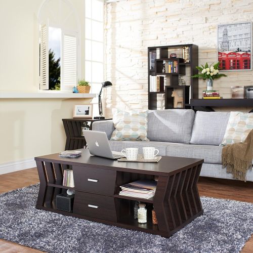  HOMES: Inside + Out ioHOMES Canter Modern Slatted Coffee Table, Espresso