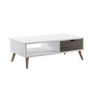 HOMES: Inside + Out Katalena Modern Mid-Century Two-Tone Coffee Table, Gray/White