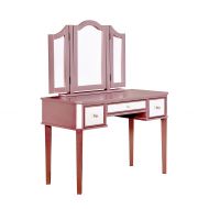 HOMES: Inside + Out IDF-DK6148RG Dravite Vanity Table with Stool Rose Gold