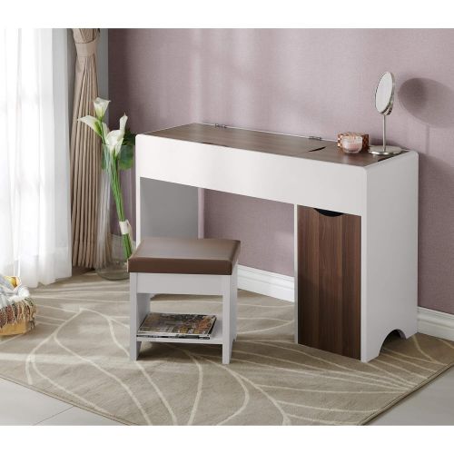  HOMES: Inside + Out YNJ-1862C2 Forssa Vanity Set White, Brown