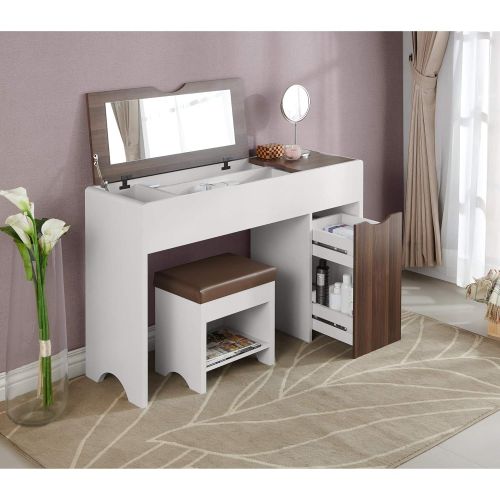  HOMES: Inside + Out YNJ-1862C2 Forssa Vanity Set White, Brown