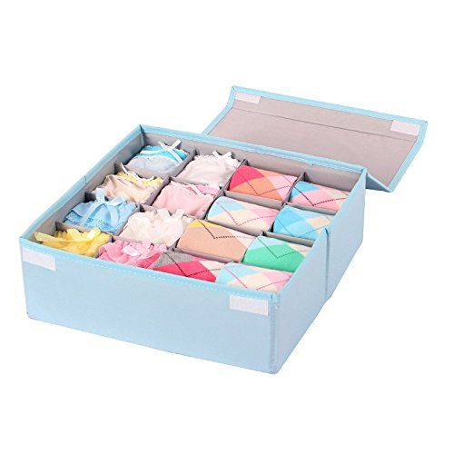  HOMESGU 3 Set Adjustable Storage Box Fabric Storage Bins Foldable Closet Underwear Organizer Drawer Divider kit for Underwear Bras Socks Ties(Set(Bra Box+16-Grid+24-Grid), Dot Pink