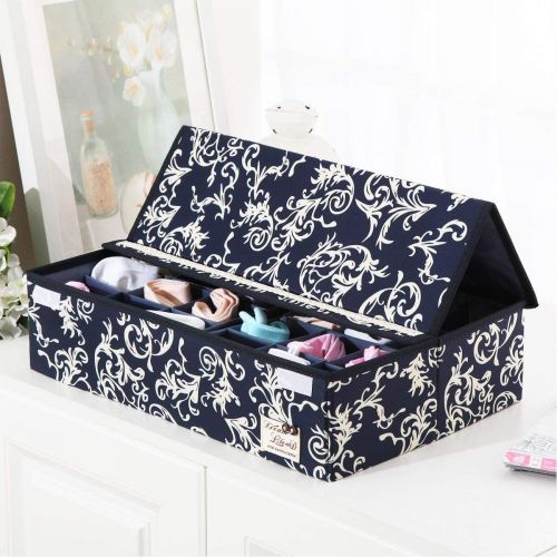  HOMESGU 3 Set Adjustable Storage Box Fabric Storage Bins Foldable Closet Underwear Organizer Drawer Divider kit for Underwear Bras Socks Ties(Set(Bra Box+16-Grid+24-Grid), Dot Pink