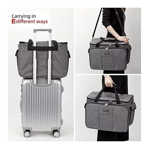  HOMEST Sewing Machine Carrying Case with Multiple Storage Pockets, Universal Tote Bag with Shoulder Strap Compatible with Most Standard Singer, Brother, Janome, Grey (Patent Design)