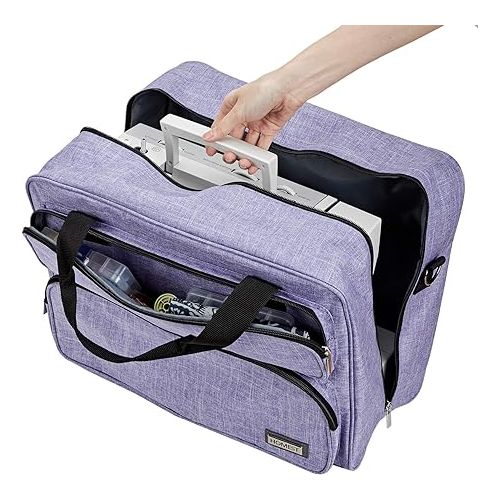  HOMEST Sewing Machine Carrying Case, Universal Tote Bag with Shoulder Strap Compatible with Singer, Brother, Janome, Purple (Patent Design)