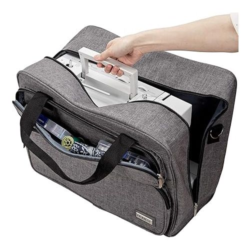  HOMEST Sewing Machine Carrying Case, Universal Tote Bag with Shoulder Strap Compatible with Most Standard Singer, Brother, Janome, Grey (Patent Design)