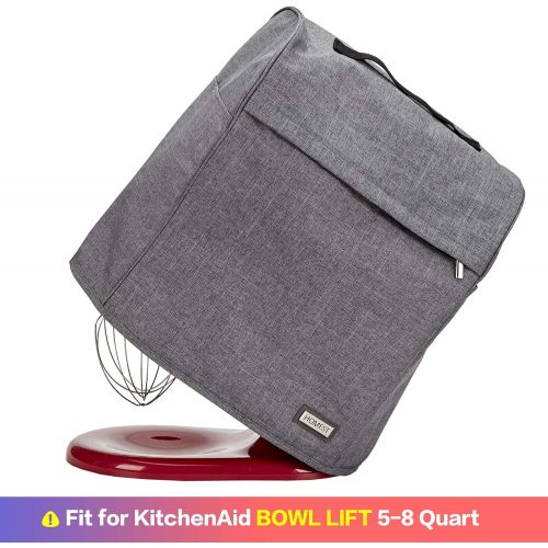  HOMEST Stand Mixer Cover Compatible with KitchenAid Bowl Lift 5-8 Quart，Dust Cover with Zipper Pocket for Accessories, Grey (Patent Design)