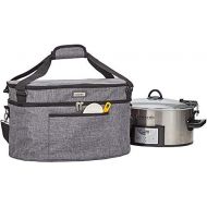 HOMEST Slow Cooker Bag for Crock-Pot 6-8 Quart, Insulated Travel Carrier with Easy to Clean Lining, Carry Case with Top Zip Compartment and Accessory Pocket (Patent Pending)