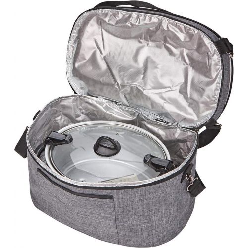  HOMEST Slow Cooker Bag for Crock-Pot 6-8 Quart, Insulated Travel Carrier with Easy to Clean Lining, Carry Case with Top Zip Compartment and Accessory Pocket (Patent Pending)