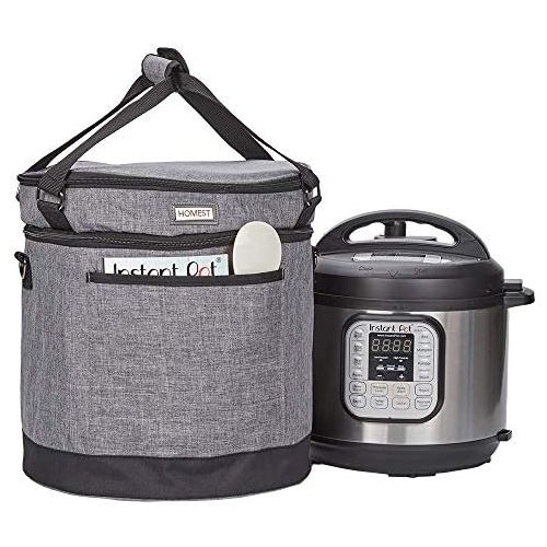  HOMEST 2 Compartments Carry Bag for 6 Quart Instant Pot, Pressure Cooker Travel Tote Bag Have Accessory Pockets for Spoon, Measuring Cup, Steam Rack, Insulated Carrier with Easy to