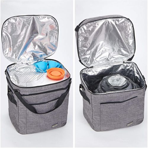  HOMEST Carrying Bag for Ninja Foodi 9-in-1 Pressure, Slow Cooker, Air Fryer with 6.5-8 Quart, Insulated Travel Carrier with Easy to Clean Lining, Top Zip Compartment and Accessory