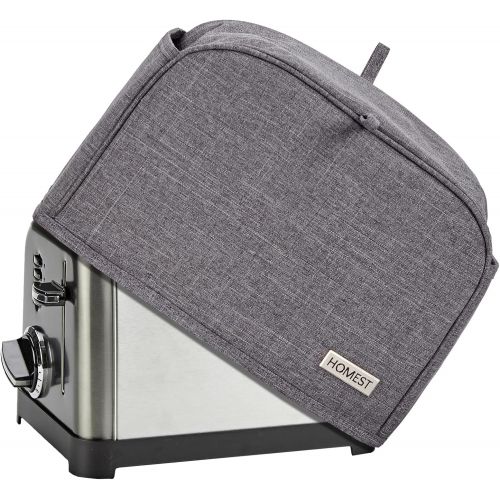  HOMEST 2 Slice Toaster Cover with Pockets, Can Hold Jam Spreader Knife & Toaster Tongs, Dust and Fingerprint Protection, Machine Washable, Grey(Cover Only)