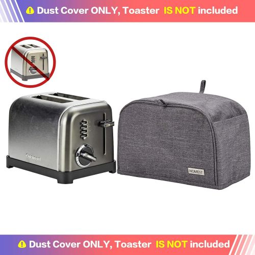  HOMEST 2 Slice Toaster Cover with Pockets, Can Hold Jam Spreader Knife & Toaster Tongs, Dust and Fingerprint Protection, Machine Washable, Grey(Cover Only)