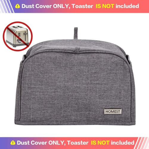  HOMEST 2 Slice Toaster Cover with Pockets, Can Hold Jam Spreader Knife & Toaster Tongs, Dust and Fingerprint Protection, Machine Washable, Grey(Cover Only)