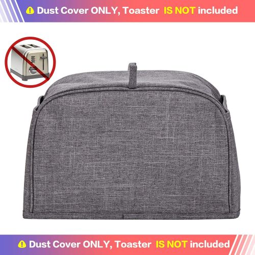  HOMEST 2 Slice Toaster Cover with Pockets, Can Hold Jam Spreader Knife & Toaster Tongs, Dust and Fingerprint Protection, Machine Washable, Grey(Cover Only)