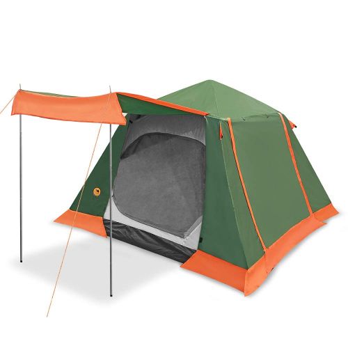  HOMESTAR Star Home Family Camping Tents Set Up in Seconds Waterproof Double Layer Pop up Tent with Snow Skirt Four Doors Automatic Tent 3-4 Person Sun Shelter (ArmyGreen)…