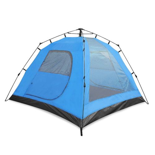  HOMESTAR Star Home Family Camping Tents Set Up in Seconds Waterproof Double Layer Pop up Tent with Snow Skirt Four Doors Automatic Tent 3-4 Person Sun Shelter (ArmyGreen)…