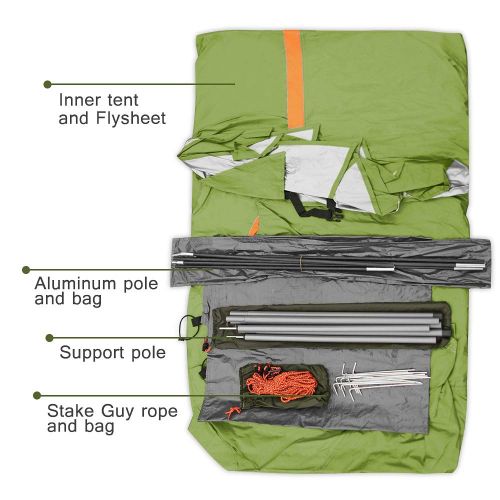  HOMESTAR Star Home Family Camping Tents Set Up in Seconds Waterproof Double Layer Pop up Tent with Snow Skirt Four Doors Automatic Tent 3-4 Person Sun Shelter (ArmyGreen)…