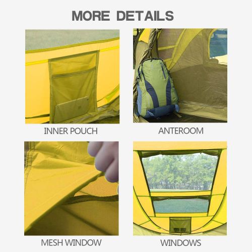  HOMESTAR STAR HOME Family Tents for Camping 3-4 Person Pop up Tent Sun Shelter with UV Protection Waterproof Windproof Automatic Tent