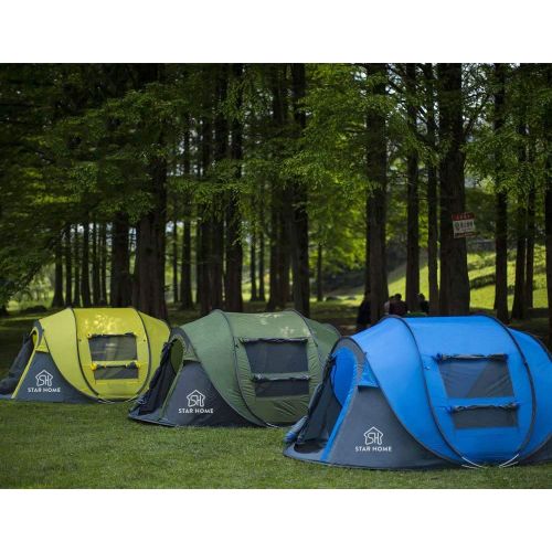  HOMESTAR STAR HOME Family Tents for Camping 3-4 Person Pop up Tent Sun Shelter with UV Protection Waterproof Windproof Automatic Tent