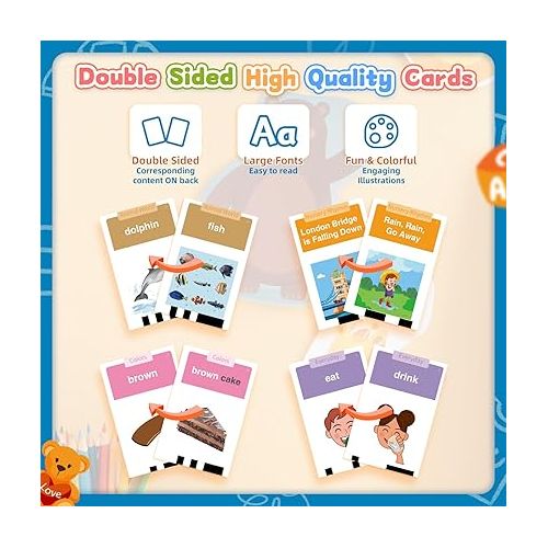  Toddlers Talking Flash Cards with American accent & 288 Sight Words, Speech Therapy Toys for 3 4 5 6 Years Old Boys and Girls, Learning Educational Montessori Sensory kit, Kids Birthday Gifts