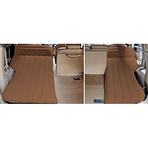  HOMETAK Car Air Mattress Bed for SUV Trunk Long Size 77 Inflatable Pad Camping with Electric Pump Thickened Minivan Truck Quick Inflation/Deflation Tent (Light Brown)