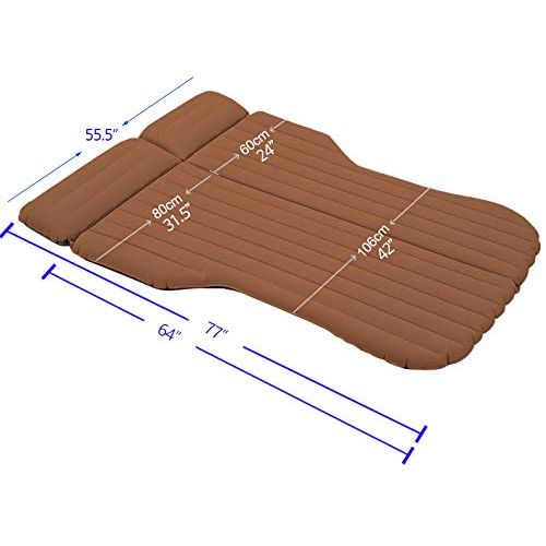  HOMETAK Car Air Mattress Bed for SUV Trunk Long Size 77 Inflatable Pad Camping with Electric Pump Thickened Minivan Truck Quick Inflation/Deflation Tent (Light Brown)