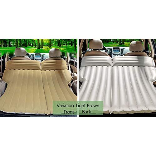  HOMETAK Car Air Mattress Bed for SUV Trunk Long Size 77 Inflatable Pad Camping with Electric Pump Thickened Minivan Truck Quick Inflation/Deflation Tent (Light Brown)