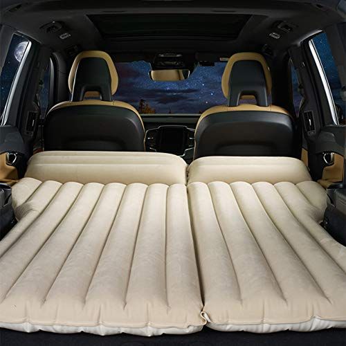  HOMETAK Car Air Mattress Bed for SUV Trunk Long Size 77 Inflatable Pad Camping with Electric Pump Thickened Minivan Truck Quick Inflation/Deflation Tent (Light Brown)