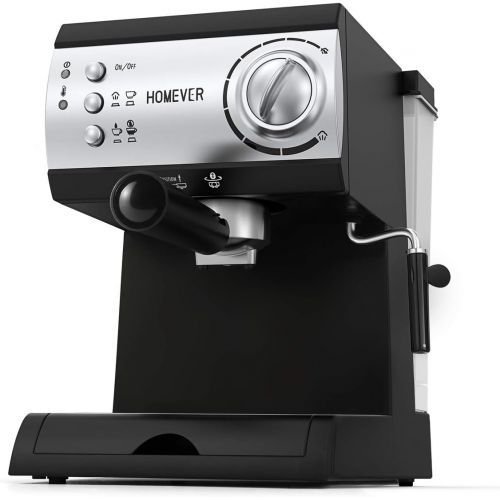  Espresso Siebtragermaschine,Homever 15 Bar Espressomaschine Kaffeemaschine mit Milchschaum Duese,1050W Direktwahltasten & Drehregler,1 oder 2 Tassen Espresso Funktion zum Espresso,L