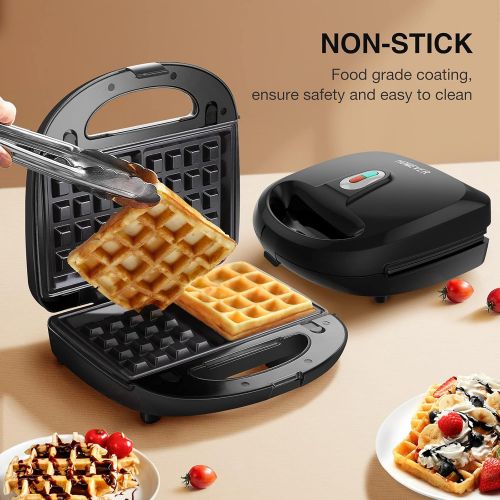  [아마존베스트]Sandwich Maker, HOMEVER 3-IN-1 Waffle Maker, Sandwich Grill with 3 Sets of Detachable Non-Stick Plate and LED Indicator Lights,750W Rapid Heating in 2 Minutes, Red