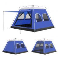 HOMEYA Camping Tent 4-6 Person 6 Screen Window Instant Cabin Tent, Waterproof Automatic Easy Quick Setup Pop Up Shelter Canopy Ventilation Dark Room Awning Sunshade for Travelling