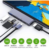 [아마존핫딜][아마존 핫딜] HOMFUL USB C Hub for iPad Pro 2018, USB Type-C to 4K HDMI Adapter w/USB 3.0, SD/TF Card Reader, 3.5mm Headphone Jack, PD Charging (SpaceGray)
