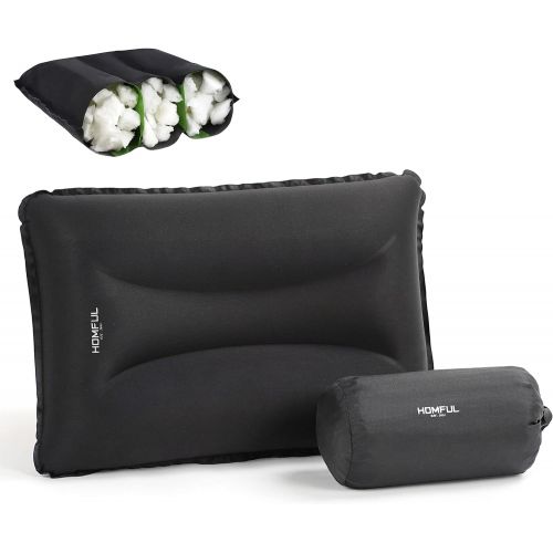  HOMFUL Camping Pillow Self Inflatable Ultralight Pillow for Neck Lumber Support Backpacking Pillow Travel Air Pillows for Camping Hiking Backpacking, Black