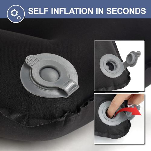  HOMFUL Camping Pillow Self Inflatable Ultralight Pillow for Neck Lumber Support Backpacking Pillow Travel Air Pillows for Camping Hiking Backpacking, Black