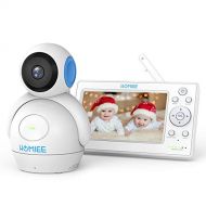 Video Babyphone,HOMIEE 2.0 Babyphone 360°Baby Kamera,5 Zoll LCD Monitor und 300m 2,4GWireless Verbindung, Ton und Temperaturalarm, Nachtsicht, Wiegenlied und Zweiwege Audio, Upgrad