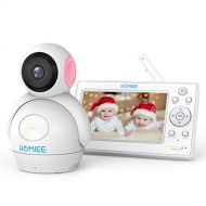 Video Baby Monitor, HOMIEE 720P Digital Camera, 5 HD LCD Display & 1000 Ft 2.4G Wireless Connection, Rechargeable Monitor, Night Vision, SoundTemperature Alarm, Lullabies and Two-