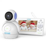 Video Baby Monitor, Upgraded up to 4 Cameras, HOMIEE 5 Color LCD Display and 1000 Ft Long Range, Night Vision, 5 Lullabies, Two-Way Audio, VOX, SoundTemperature Alarm, Wall Mounti