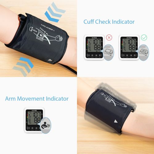  Blood Pressure Monitor with AC Adapter, HOMIEE Automatic Blood Pressure Machine, 2 Users with 240 Memories, 2.4 Large LCD Display & 22-42CM Large Arm Cuff, 4 AA Batteries Included,