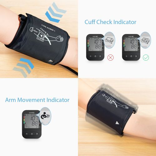  Blood Pressure Machine with AC Adapter, HOMIEE Blood Pressure Monitor with AFIB Detection, 2 Users 240 Memories, 2.4 LCD Display & 22-42CM Large Arm Cuff, 4X AA Batteries Included,