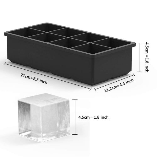  [아마존 핫딜]  [아마존핫딜]Eiswuerfelform Silikon XXL, HOMMINI 8-Fach Silikon Eiswuerfel Form Ice Cube Tray, Eiswuerfelbehalter Kuehl Aufbewahren, LFGB Zertifiziert und BPA Frei, Schwarz (2er Pack)